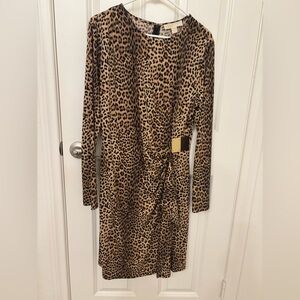Michael Kors Animal Print Dress with Gold Accents